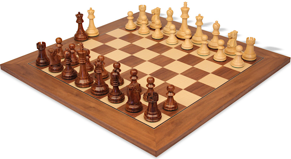 Classic Series chess set , Boxwood & Ebonized , 5 King with 2.25 Square  Beveled series chess board