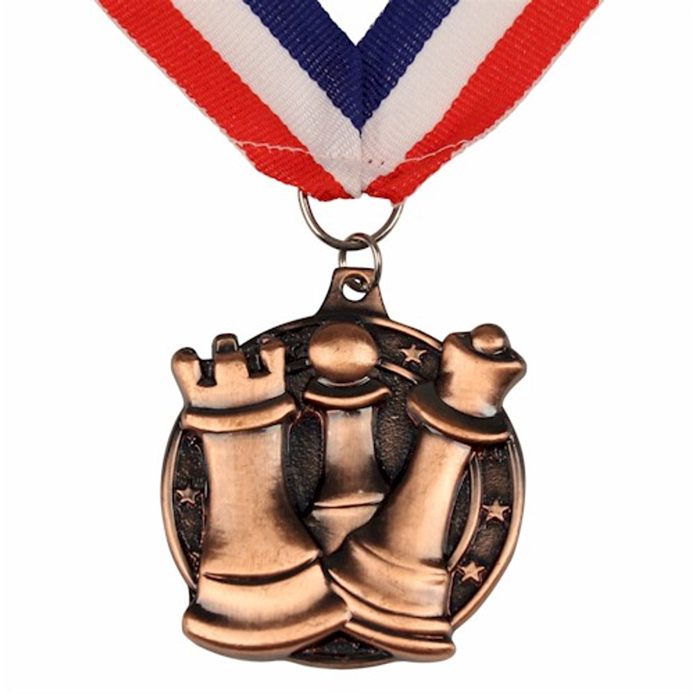 Chess Medal with Ribbon - Bronze