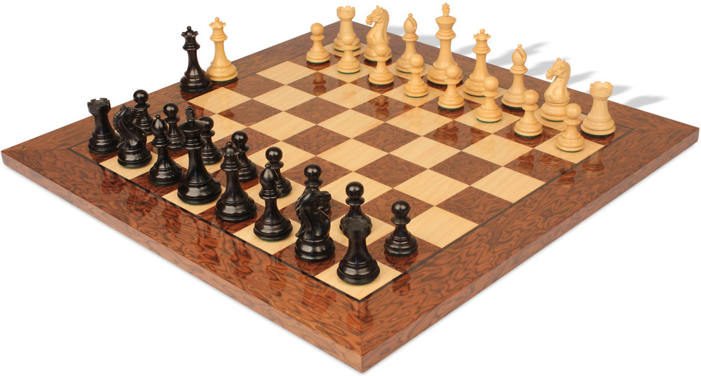 Sets with Brown Ash Burl & Maple Chess Board