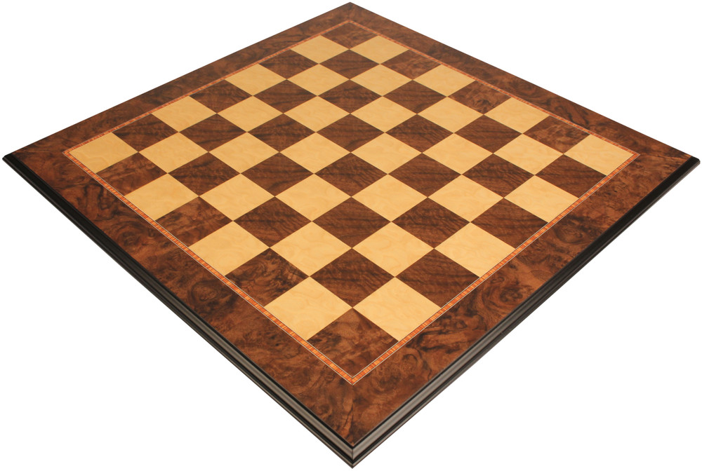 Walnut Burl & Maple Molded-Edge Chess Board