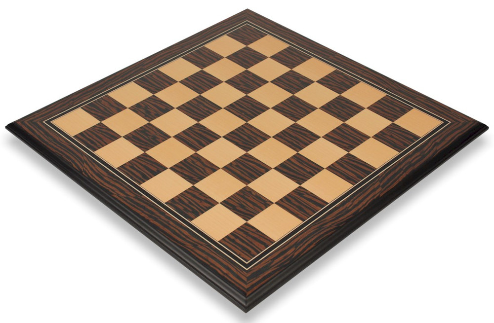 Tiger Ebony & Maple Molded Edge Chess Board - 2.375" Squares