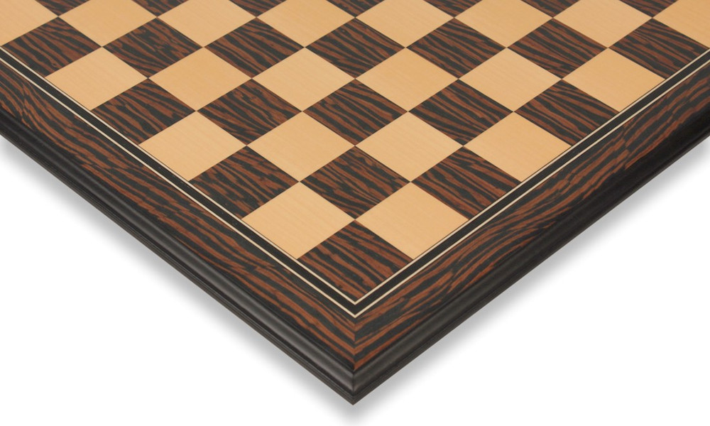 Tiger Ebony & Maple Molded Edge Chess Board - 2.375" Squares