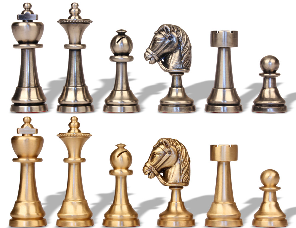 Classic Staunton Solid Brass Chess Set by Italfama - The Chess Store