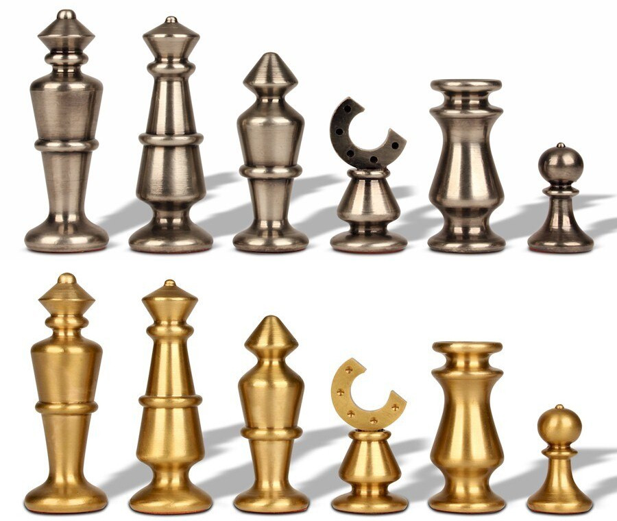 Contemporary Solid Brass Chess Set by Italfama - The Chess Store