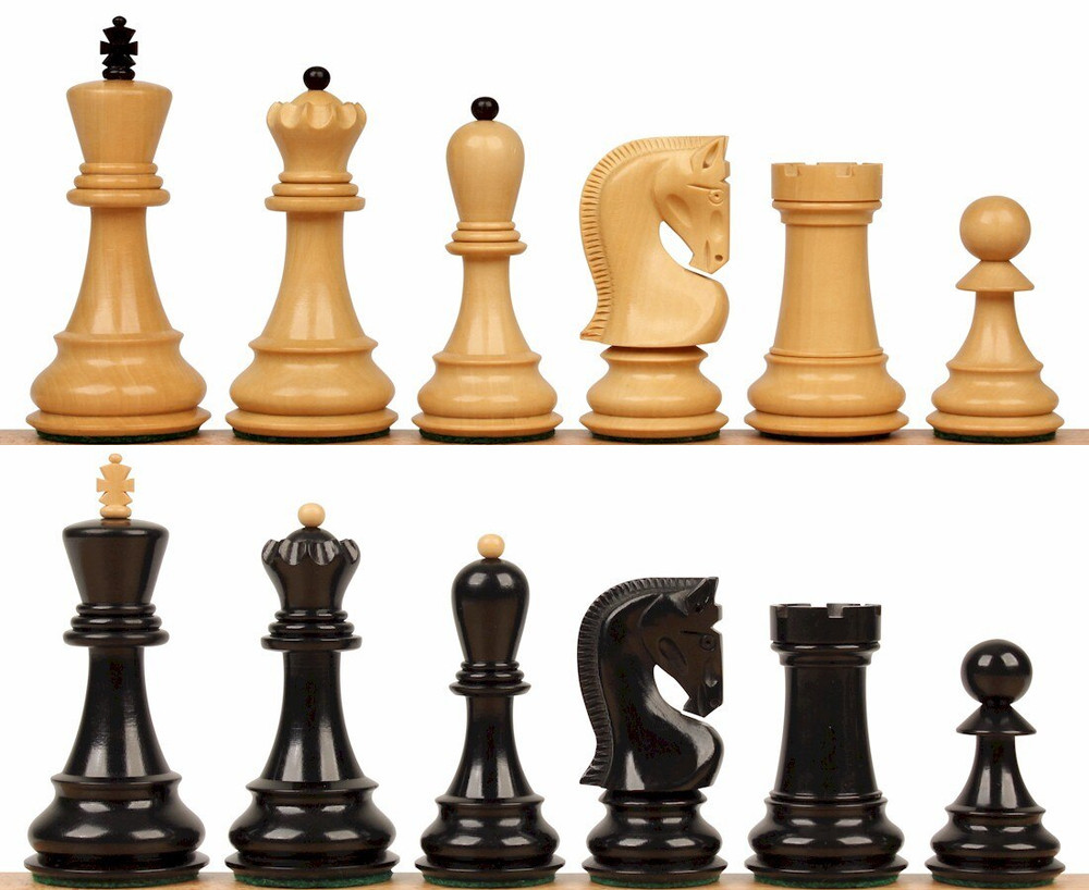 Zagreb Series Chess Set with Ebony & Boxwood Pieces - 3.25" King
