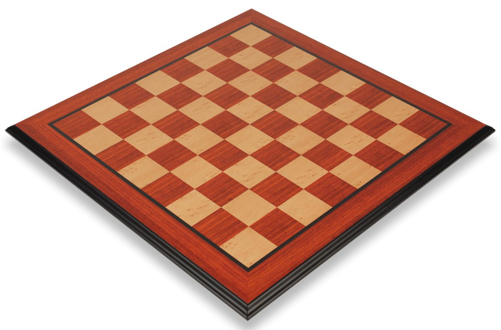 Padauk & Bird's Eye Maple Molded Edge Chess Board - 1.75" Squares
