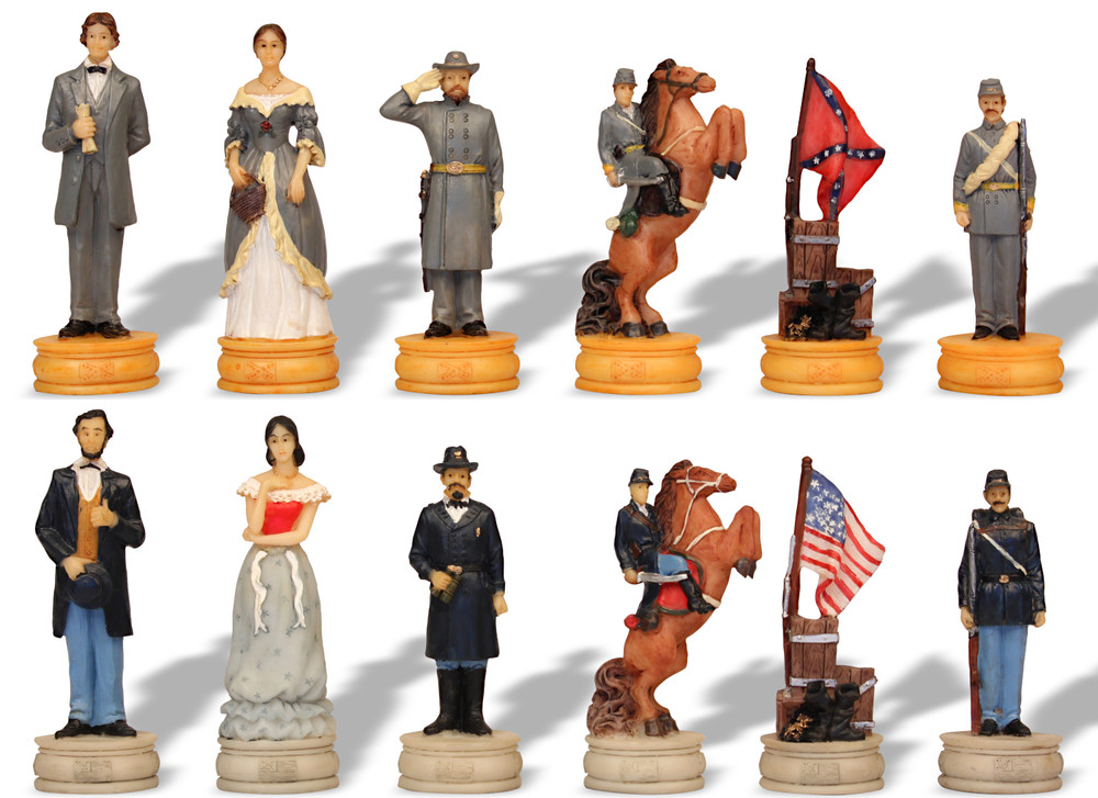 Civil War II Hand Painted Theme Chess Set
