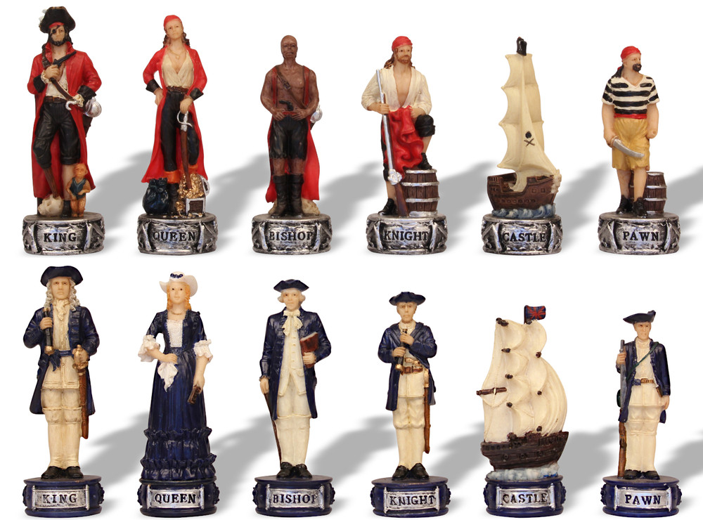 Pirates & Royal Navy Hand Painted Theme Chess Set