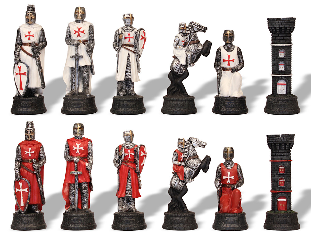 Templar Knights Hand Painted Theme Chess Set