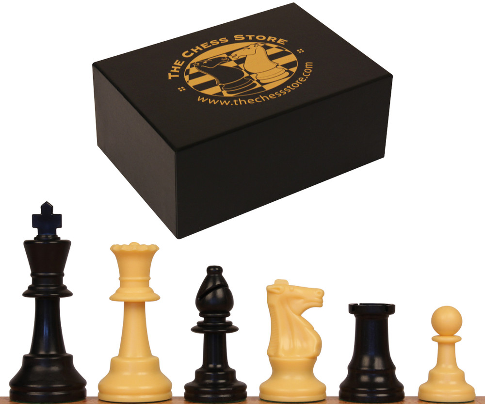 Master Series Weighted Plastic Chess Set Black & Ivory Pieces