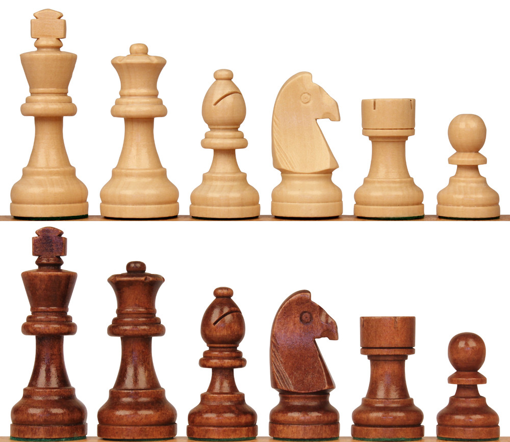 The Rustic Staunton Chess Set Brown & Natural Wood Pieces - 3.5" King