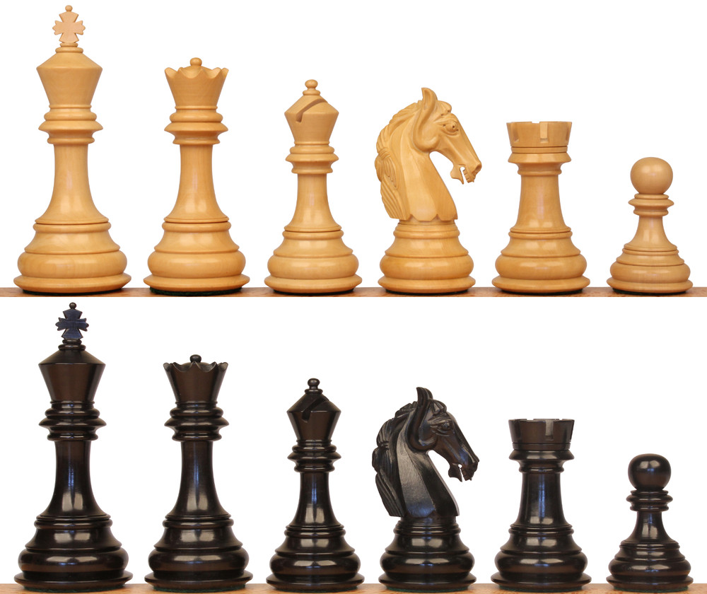 Colombian Knight Staunton Chess Set with Ebony & Boxwood Pieces - 4.6" King