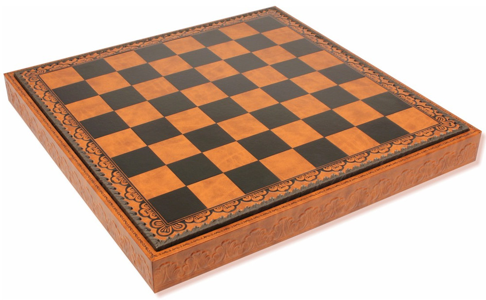Brown & Black Leatherette Chess Case - 2" Squares