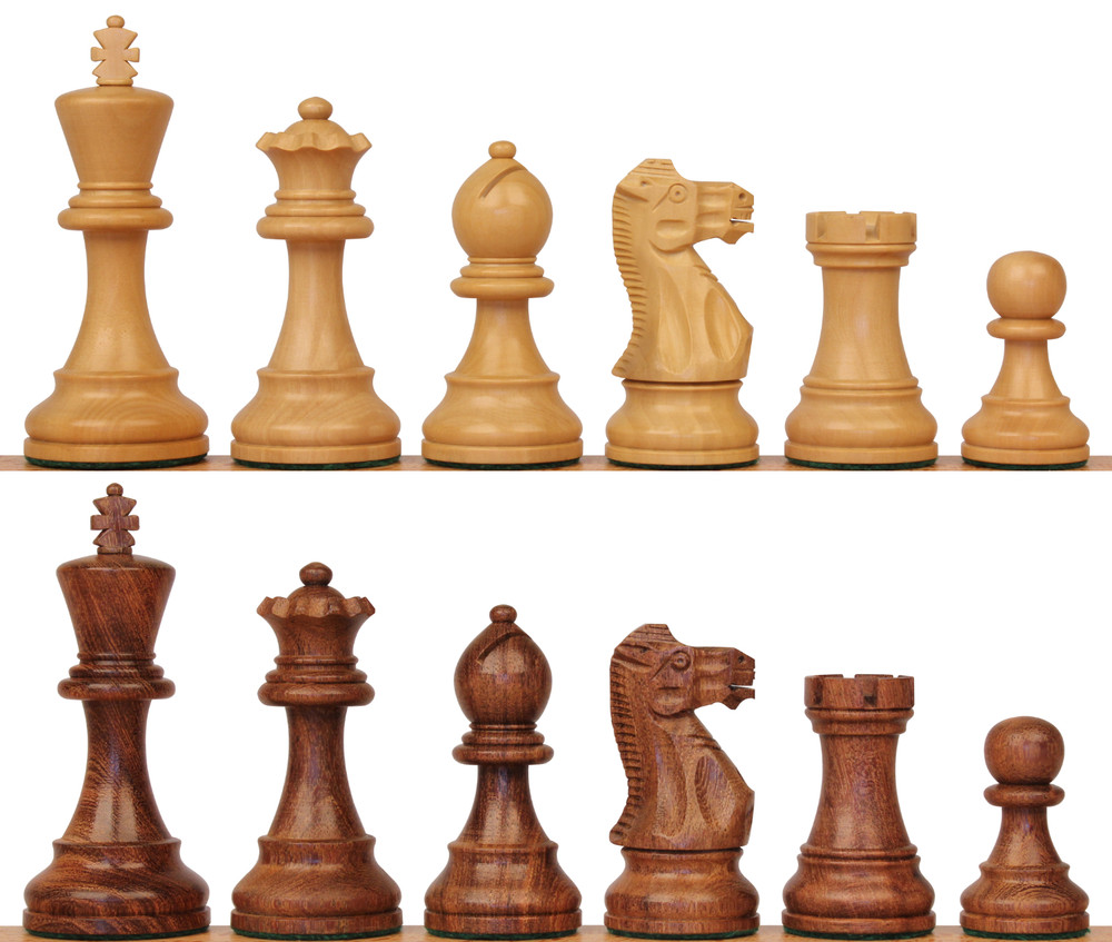 Parker Staunton Chess Set with Acacia & Boxwood Pieces - 3.75" King