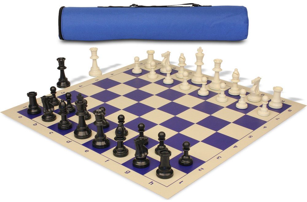 Archer's Bag Standard Club Plastic Chess Set Black & Ivory Pieces