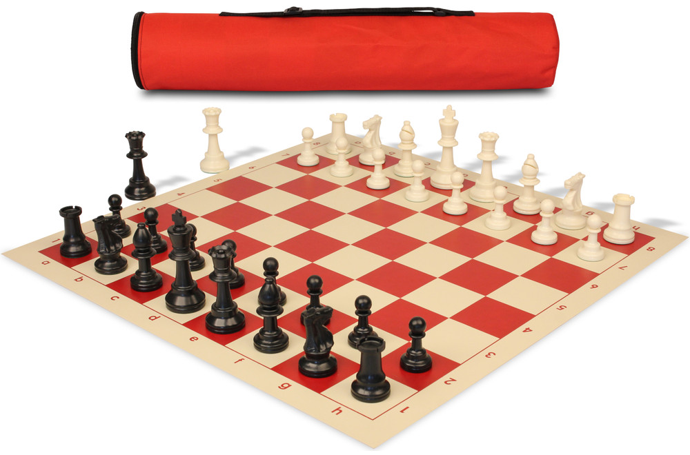 Archer's Bag Standard Club Plastic Chess Set Black & Ivory Pieces