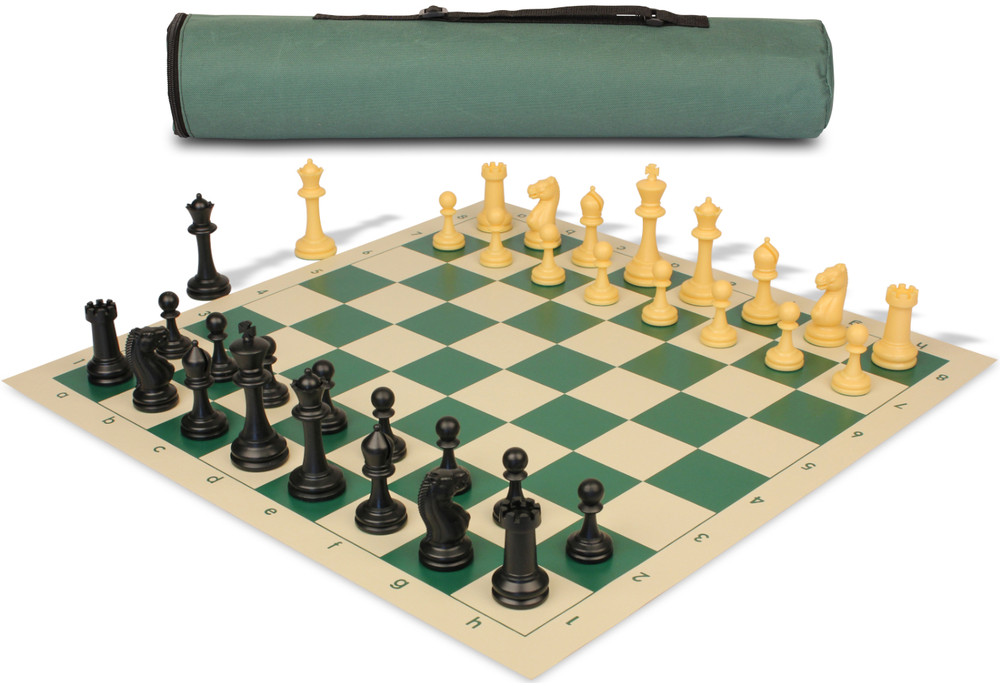Archer's Bag Master Series Plastic Chess Set Black & Camel Pieces