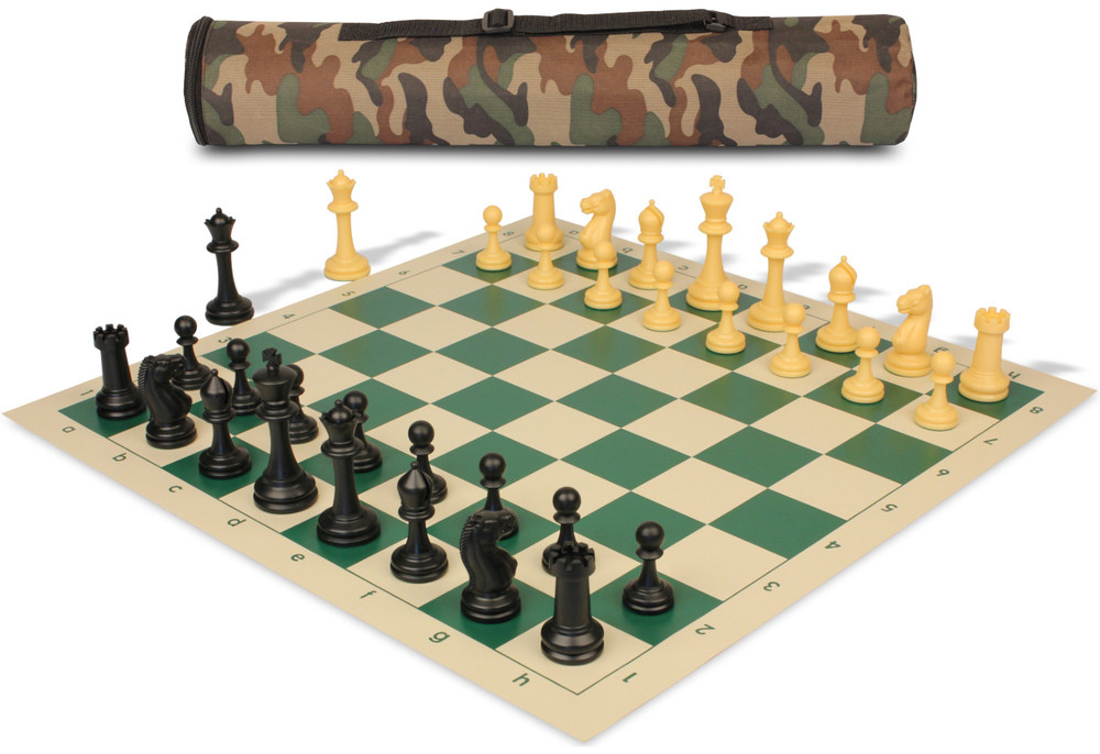 Archer's Bag Master Series Plastic Chess Set Black & Camel Pieces
