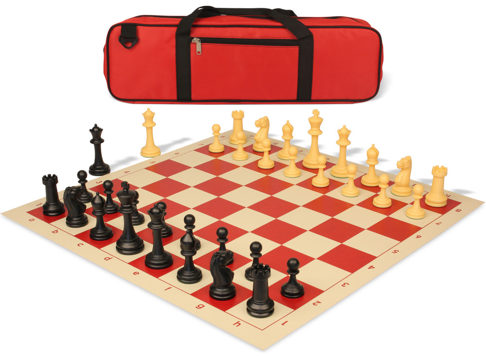 Master Series Carry-All Plastic Chess Set Black & Camel Pieces