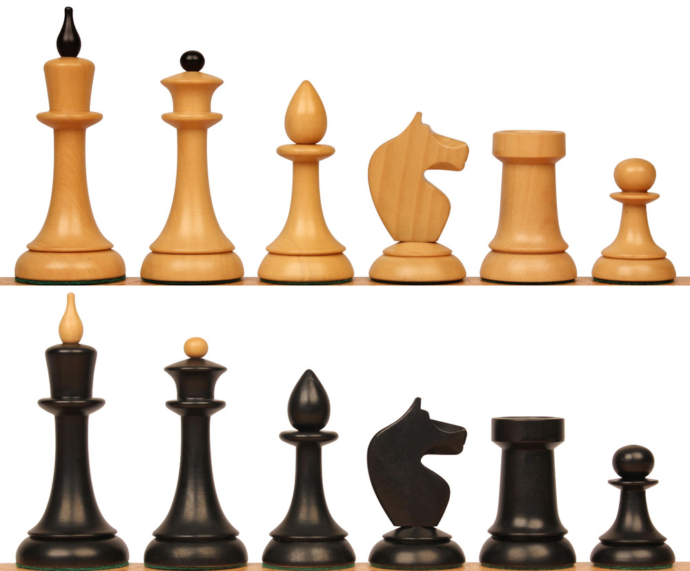 Queen's Gambit Series Final Game Chess Set with Ebonized & Boxwood Pieces - 4" King
