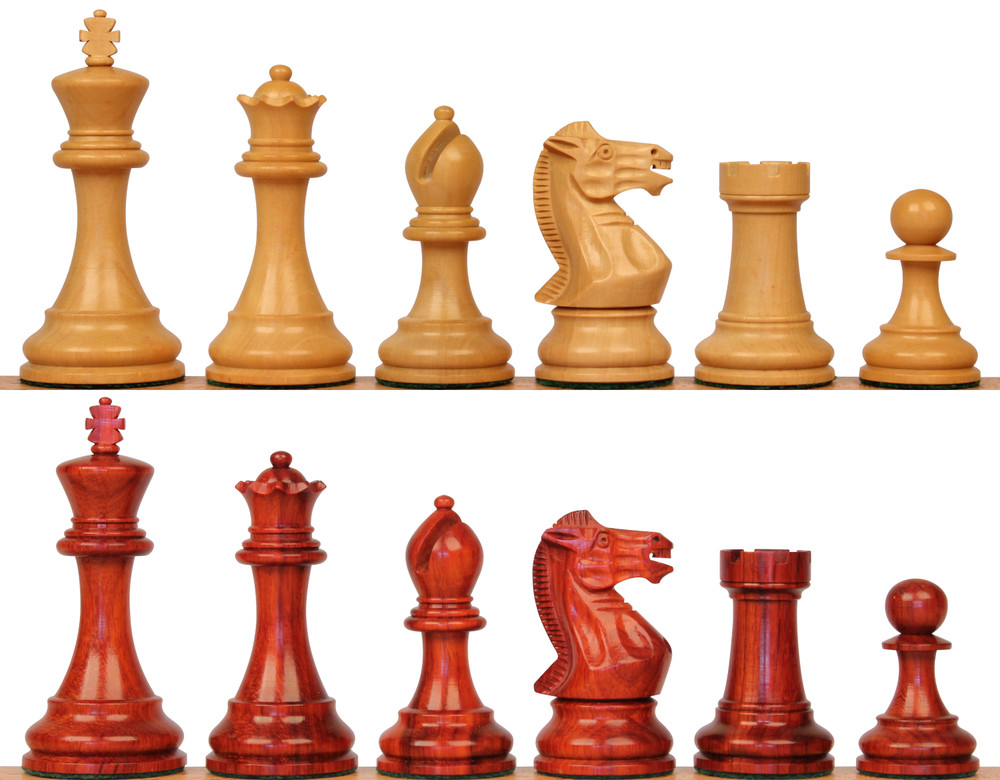 Old English Classic Chess Set with Padauk & Boxwood Pieces - 3.9" King