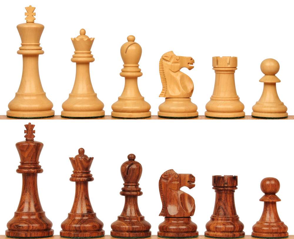 Reykjavik Series Chess Set with Golden Rosewood & Boxwood Pieces- 3.75" King