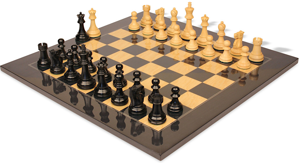 Reykjavik Series Chess Set Burnt Boxwood Pieces with Black & Ash