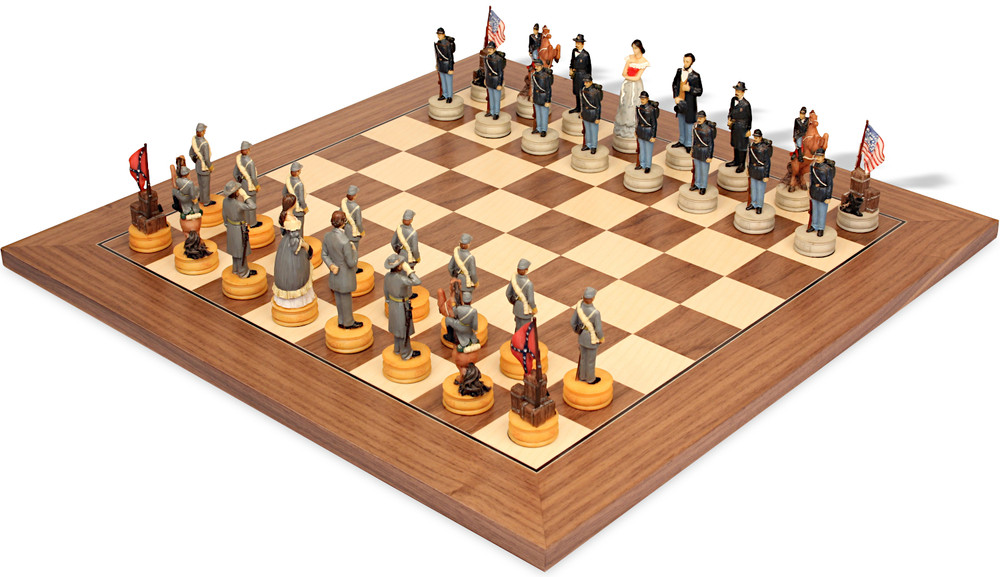 World War II Theme Chess Set with Walnut & Maple Deluxe Board