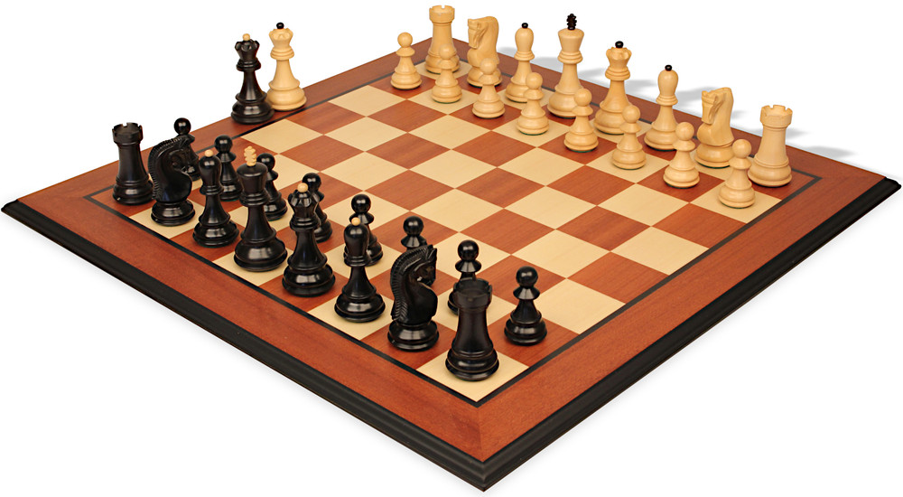 Zagreb Series Chess Set - Ebony & Boxwood Pieces - Queen's Gambit