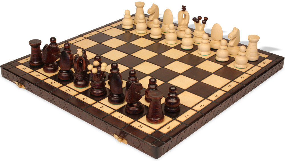 Large Kings Folding Chess Set - Brown