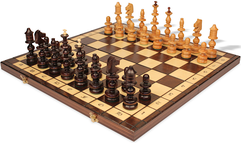Old Polish Folding Chess Set - Brown