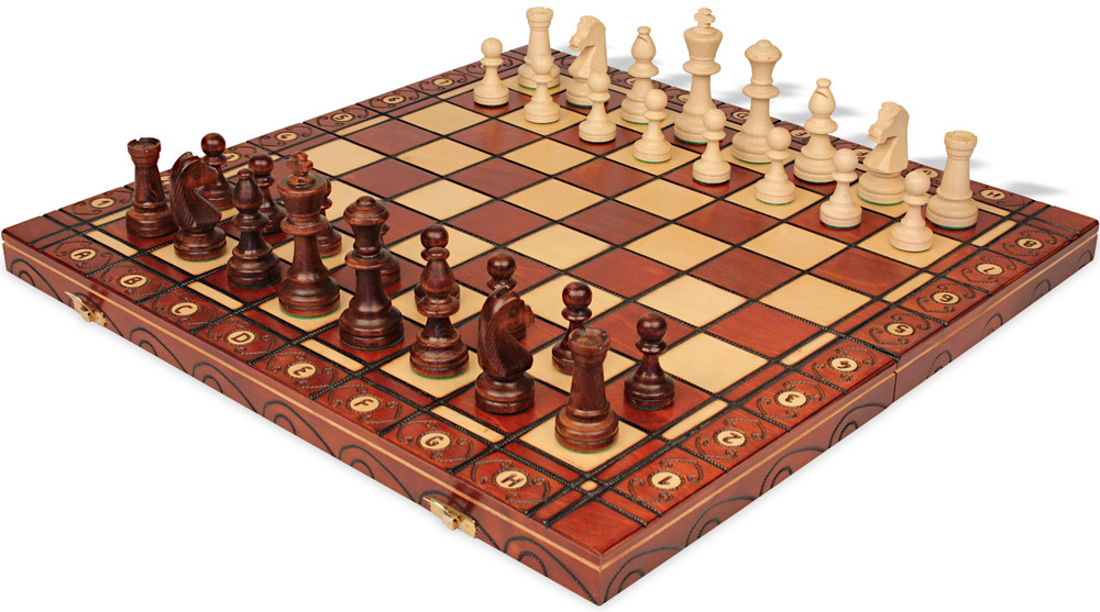 Consul Traditional Folding Chess Set - Brown