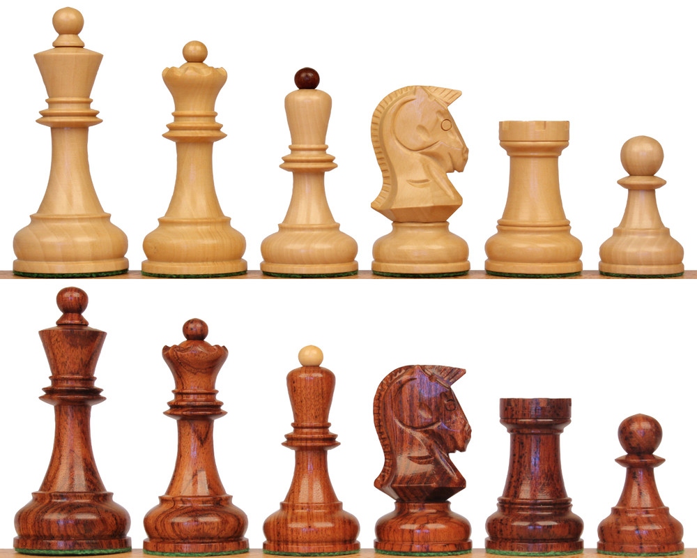 Dubrovnik Series Championship Chess Set with Rosewood & Boxwood Pieces - 3.9" King