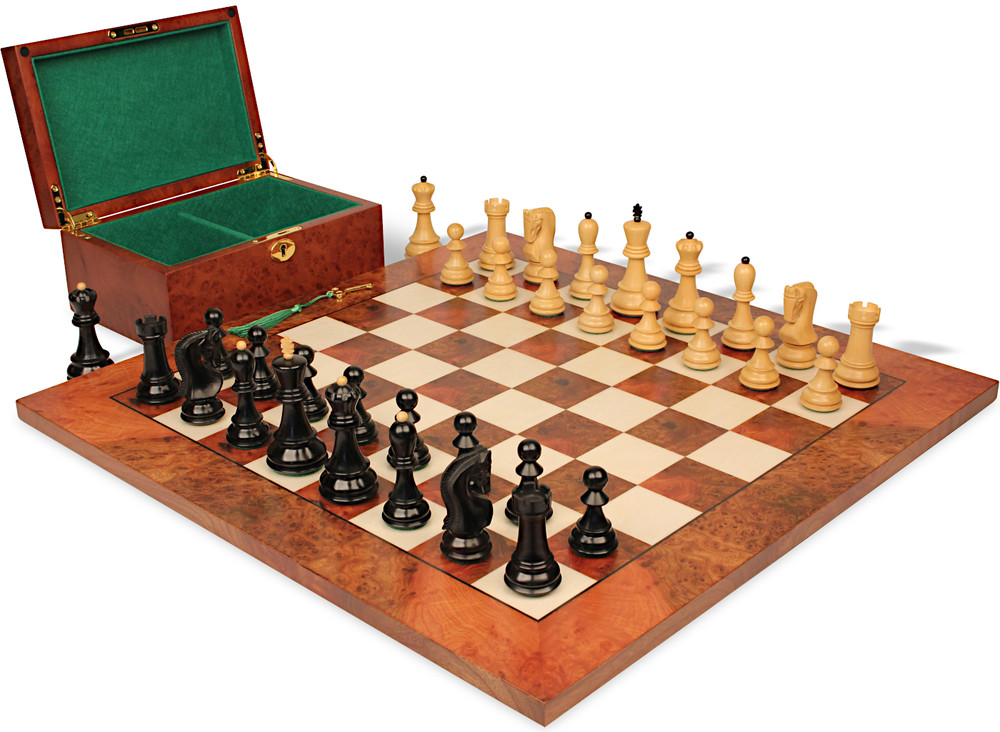 Zagreb Series Chess Set - Ebonized & Boxwood Pieces - Black & Ash