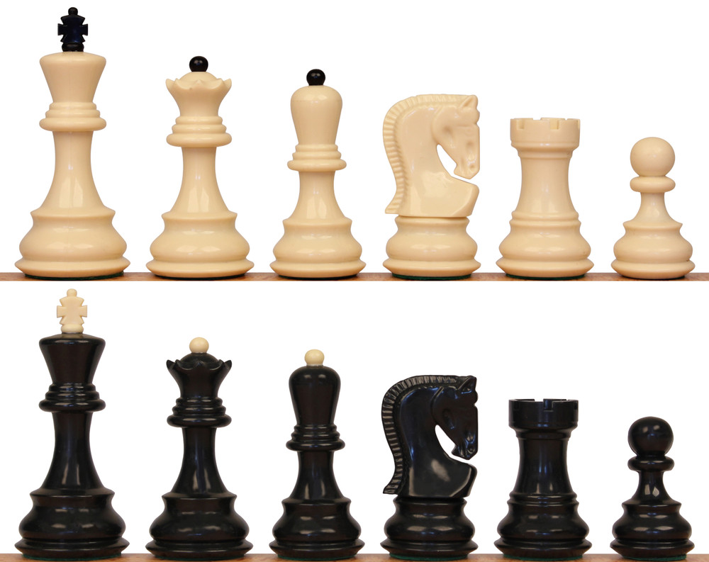 Zagreb Series Resin Chess Set with Black & Ivory Pieces - 3.75" King