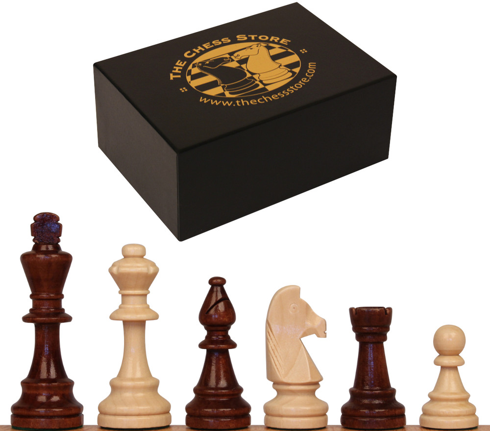 The Chess Store Classic Staunton Wood Chess Pieces Brown & Natural with Extra Queens & Box - 3.75" King