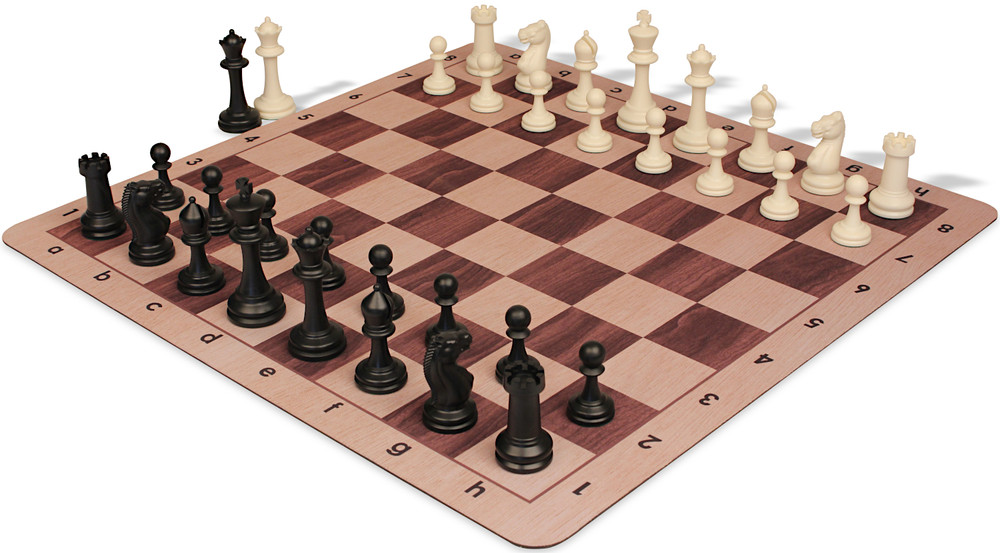 Master Series Triple Weighted Plastic Chess Set Black & Camel
