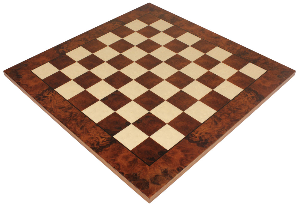 Walnut Burl & Erable High Gloss Chess Board - 2" Squares