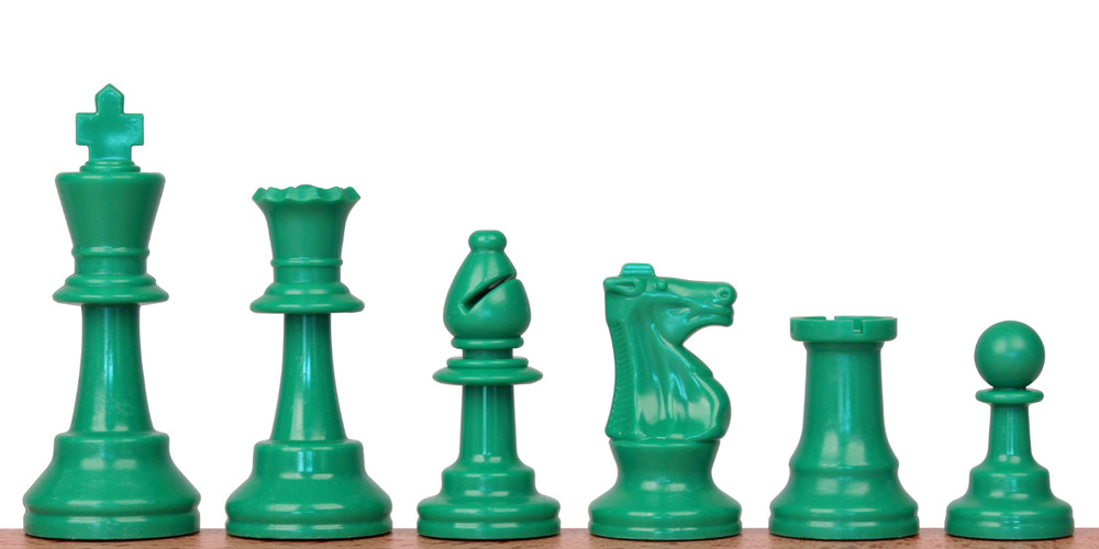 Green Club Plastic Chess Pieces with 3.75" King - 17 Piece Half Set