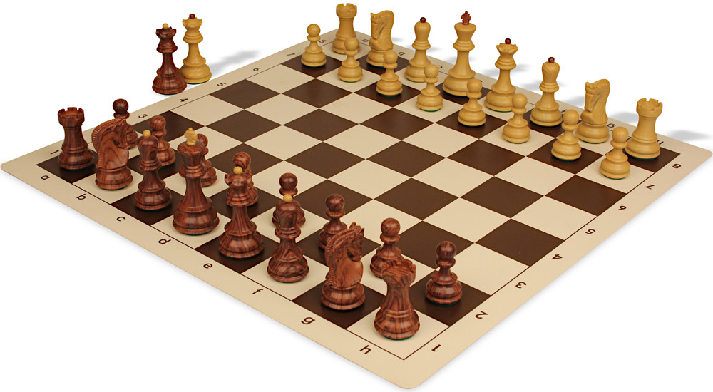 Zagreb Series Carry-All Plastic Chess Set - Wood Grain Pieces with