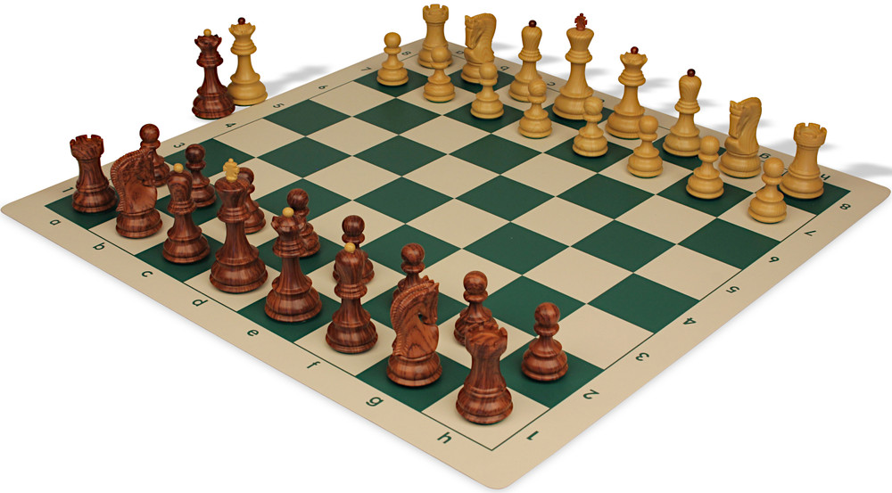 Zagreb Series Plastic Chess Set - Wood Grain Pieces with Vinyl