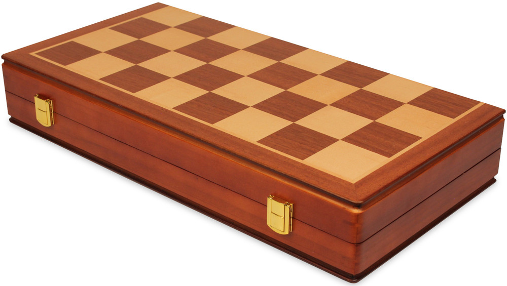 Folding Mahogany & Maple Chess Case - 2" Squares