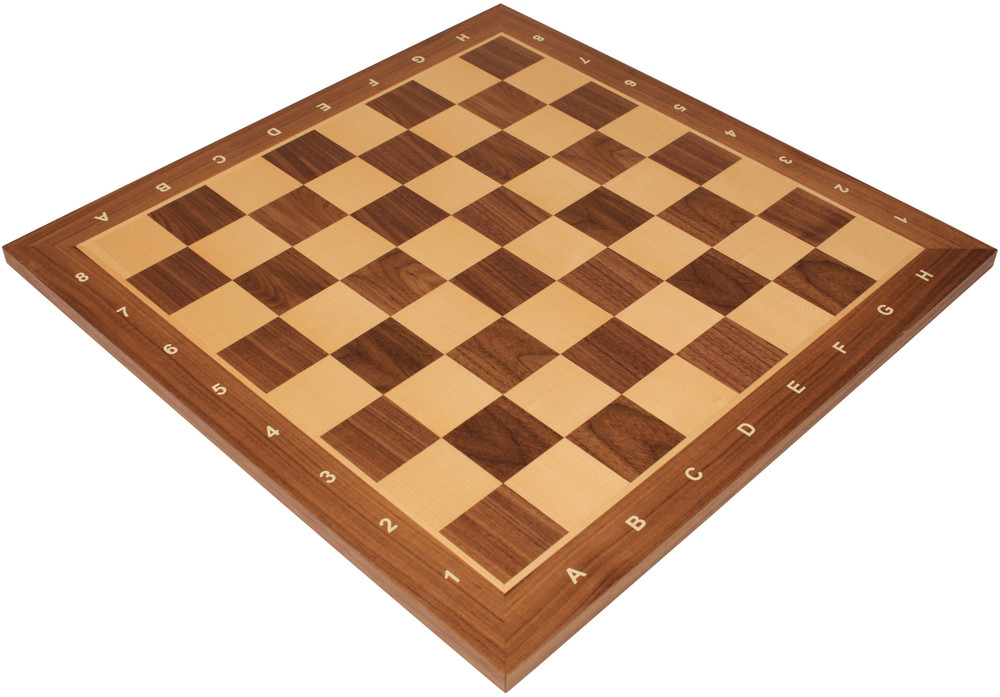Standard Walnut & Maple Notated Chess Board -2" Squares