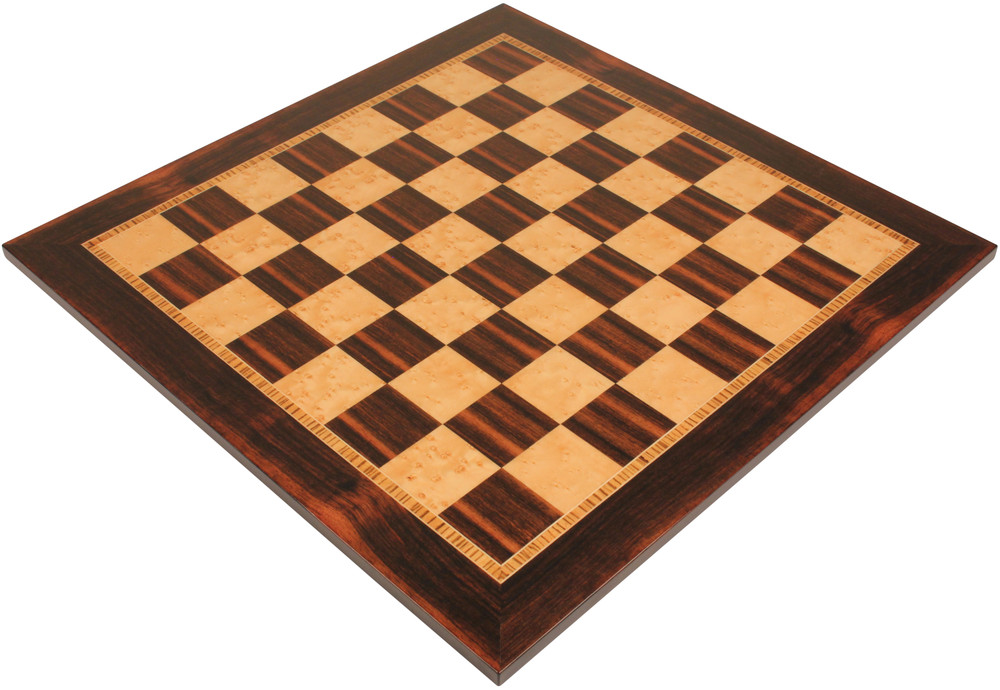 Macassar Ebony & Bird's-Eye Maple Prestige Chess Board – 1.5" Squares