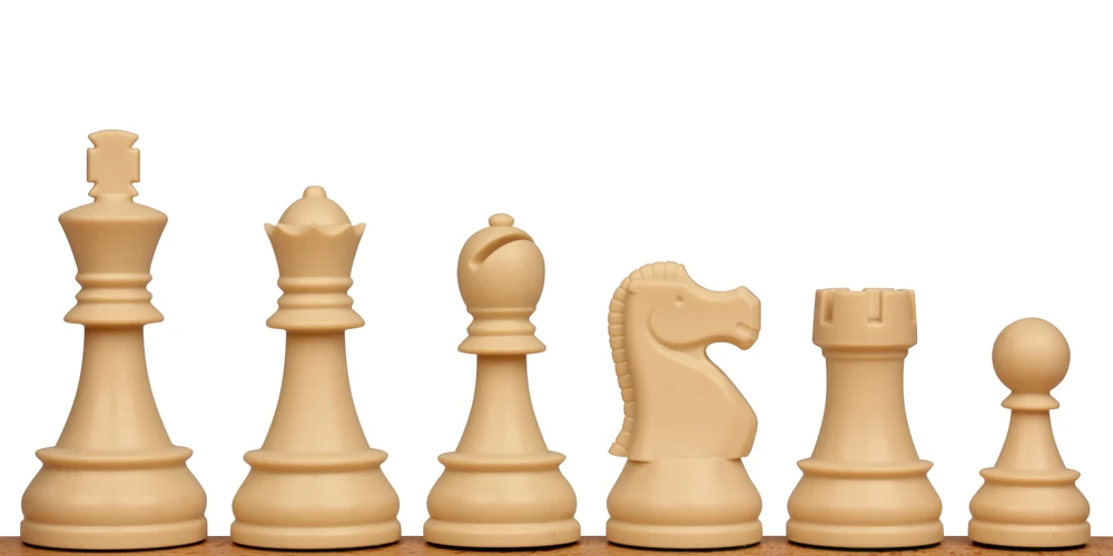Deluxe Old Club Plastic Chess Set - Black & Ivory Pieces - 3.75" King