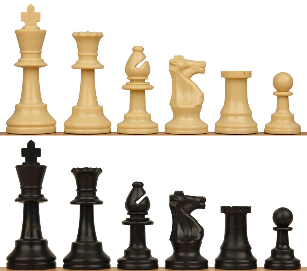 Standard Club Plastic Chess Set Black & Camel Pieces