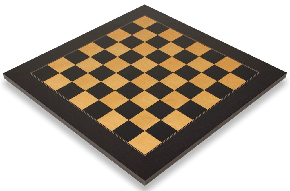 Black & Ash Burl High Gloss Deluxe Chess Board 2" Squares