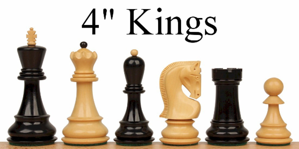 Wood Chess Pieces with 4" King