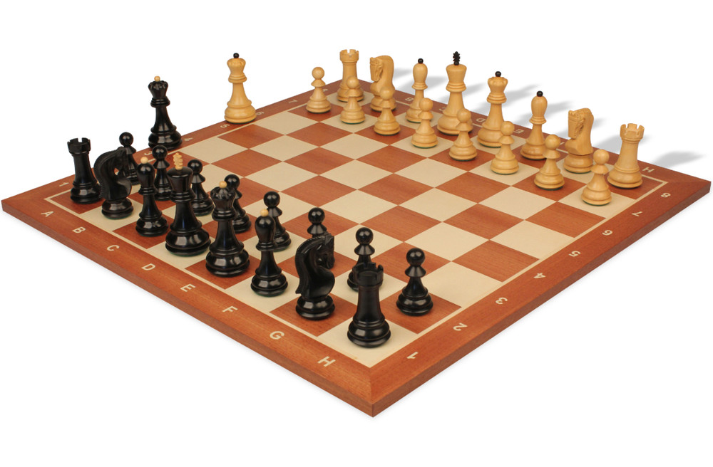 Chess Sets with Sunrise Mahogany Notated Board 