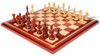 Fierce Knight Staunton Chess Set in African Padauk & Boxwood with Mission Craft African Padauk Chess Board - 3.5" King